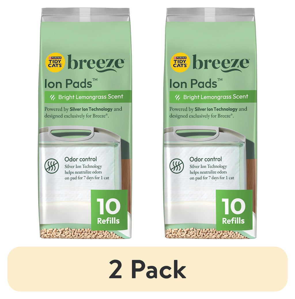 (10 Pack)   Breeze Bright Lemongrass Scented Ion Cat Litter Pads Refill Pack