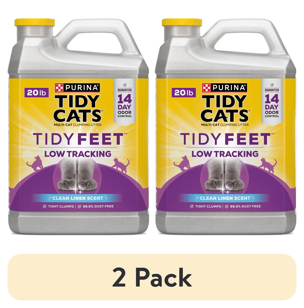 (2 Pack) Purina  Tidy Feet Clumping Cat Litter, Low Dust, 24/7 Odor Control, 20 Lb. Jug