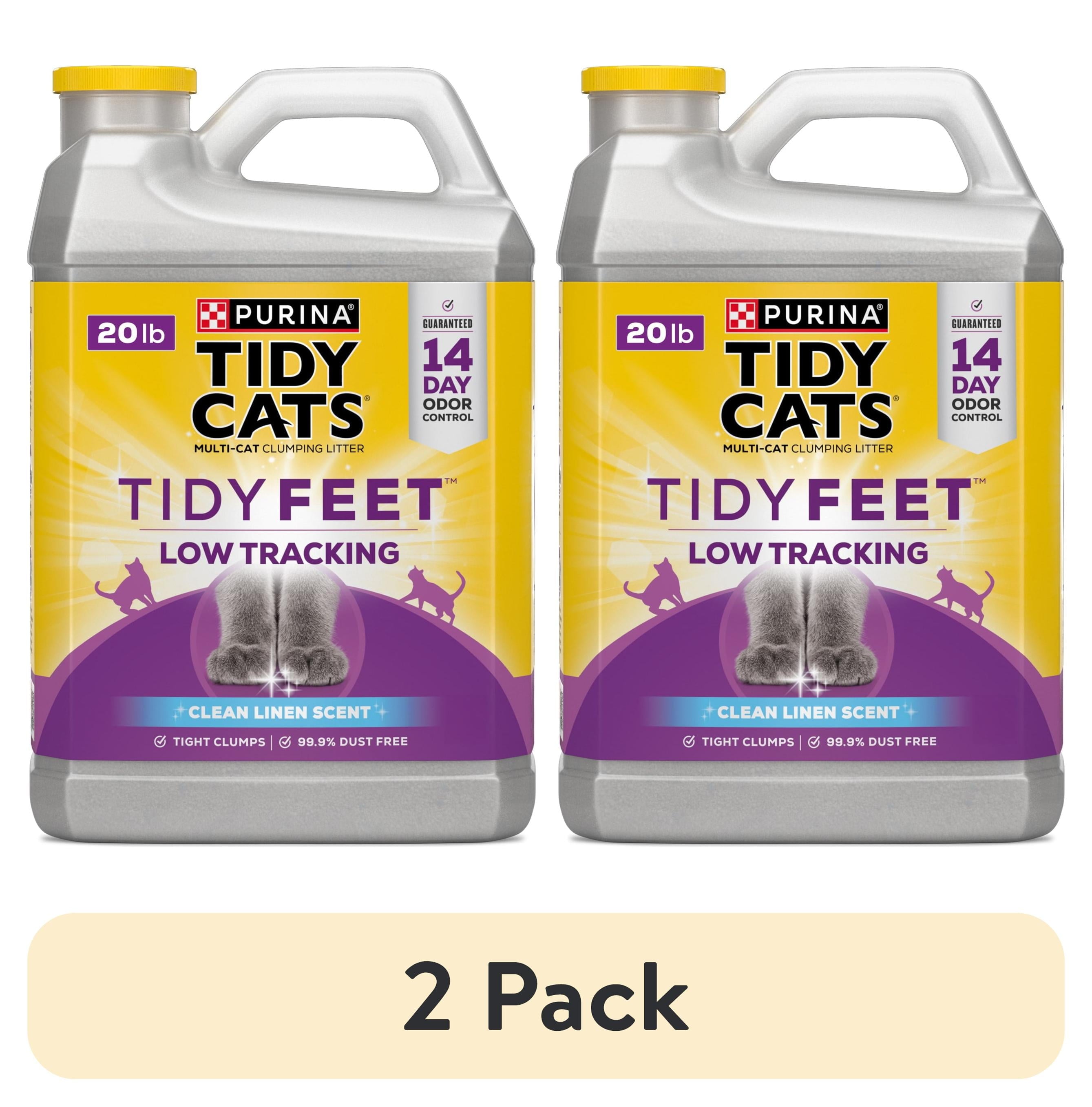 (2 Pack) Purina  Tidy Feet Clumping Cat Litter, Low Dust, 24/7 Odor Control, 20 Lb. Jug