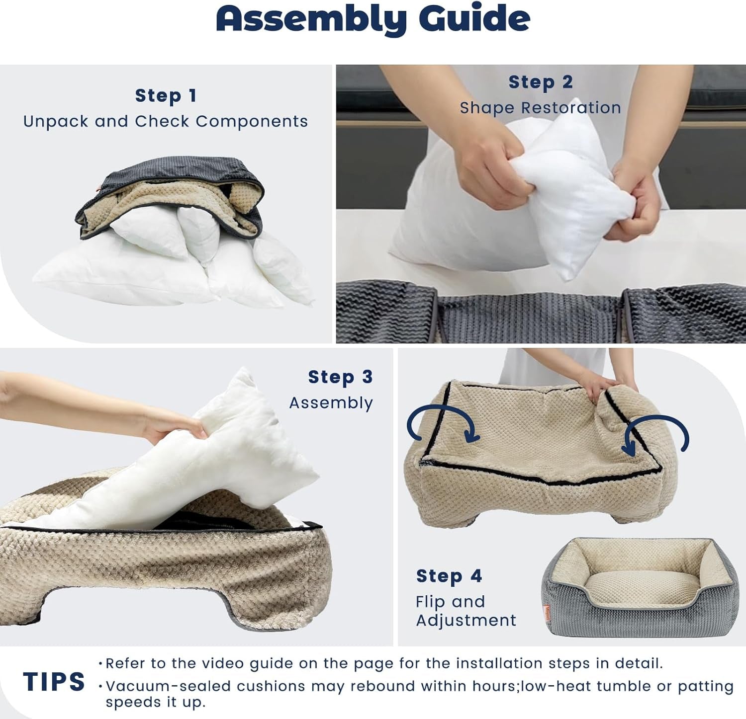 Cat Bed for Indoor Cats Washable Removable Cover - Small Pet Bed with Side Square Dog Bed Rectangle Soft Puppy Bed Bolster Cuddle Kitten Bed with Wall Slip-Resistant Bottom, Brown 20 Inch