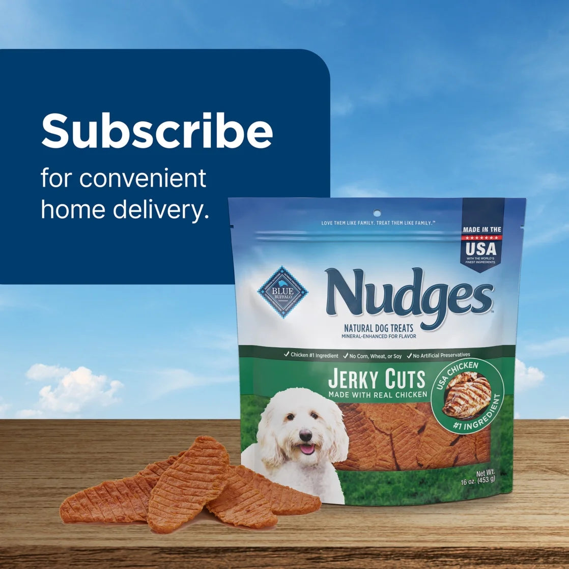 Nudges Jerky Cuts Dog Treats, Chicken, 16-Oz. Bag