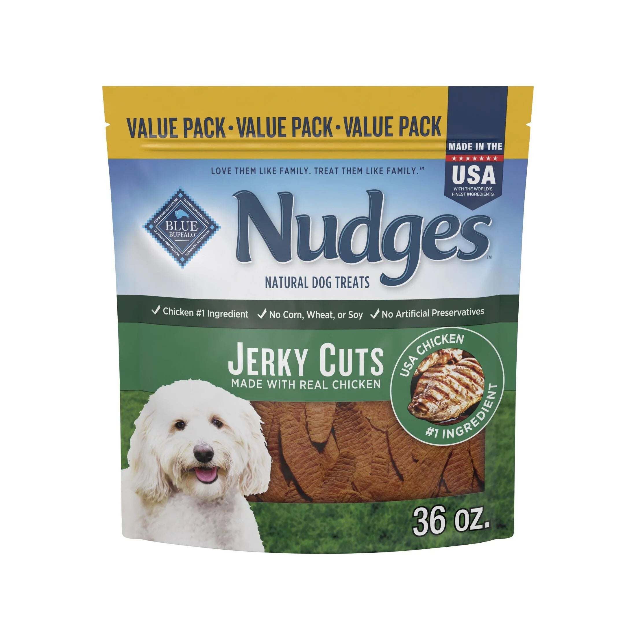 Nudges Jerky Cuts Dog Treats Made with Real Chicken, 36-Oz. Bag