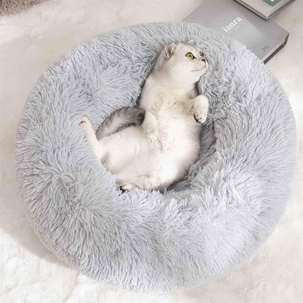 Calming Donut Dog Bed Anti-Anxiety, Self Warming, Cozy Soft Plush round Pet Bed, Ideal for Both Home & Travel, 27"L X 27"W X 8"H