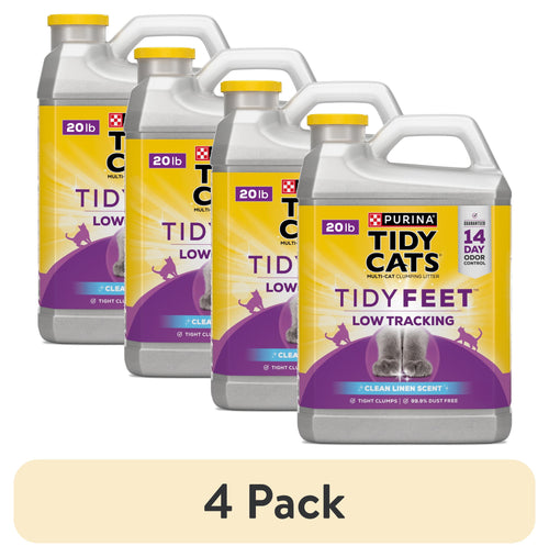 (4 Pack) Purina  Tidy Feet Clumping Cat Litter, Low Dust, 24/7 Odor Control, 20 Lb. Jug