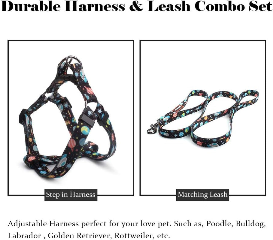 Dog Harness Leash Set Adjustable Heavy Duty No Pull Halter Harnesses for Small Medium Large Breed Dogs Back Clip Anti-Twist Perfect for Walking (XS(12"-18" Chest Girth), Space)