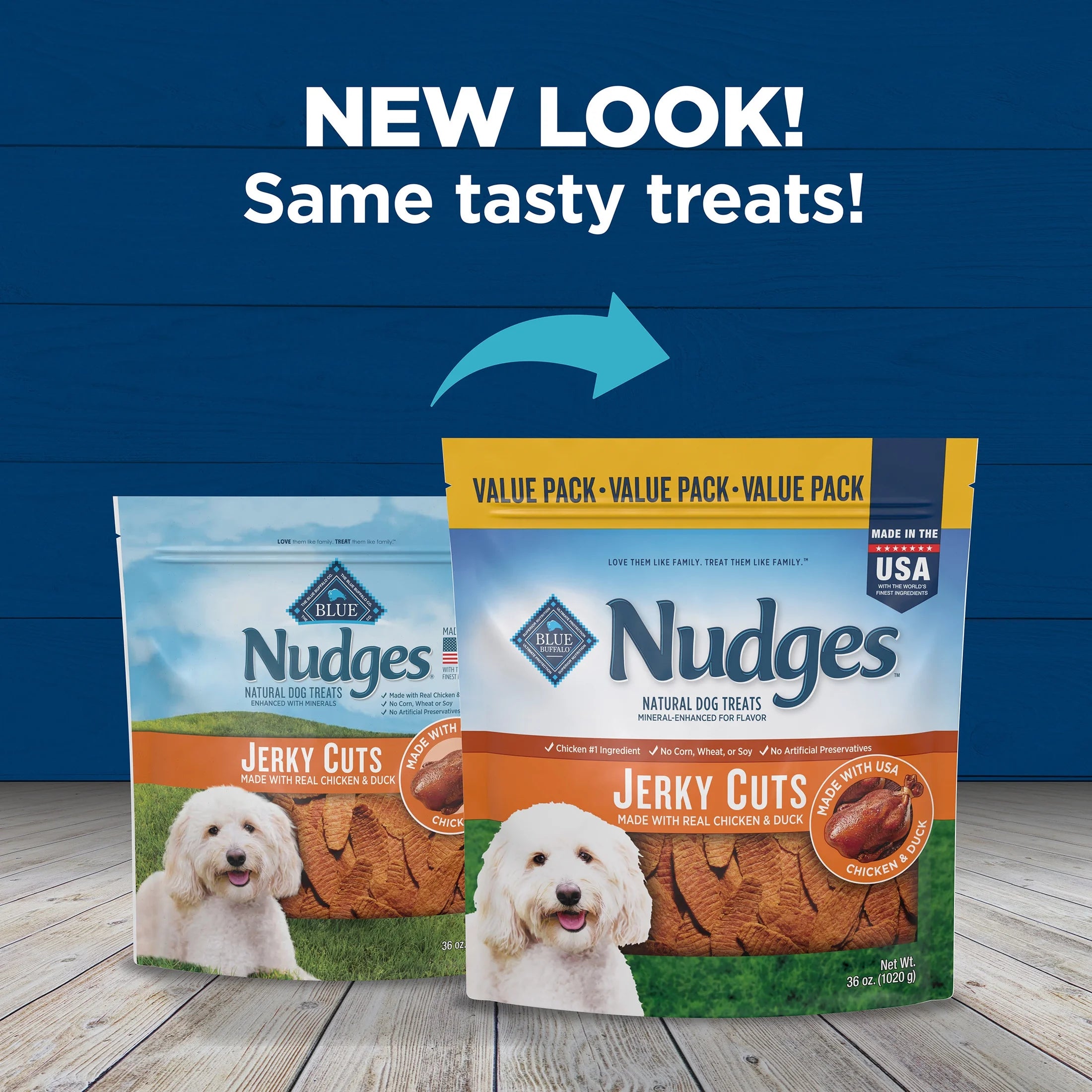 Nudges Jerky Cuts Dog Treats Made with Real Chicken & Duck, 36-Oz. Bag