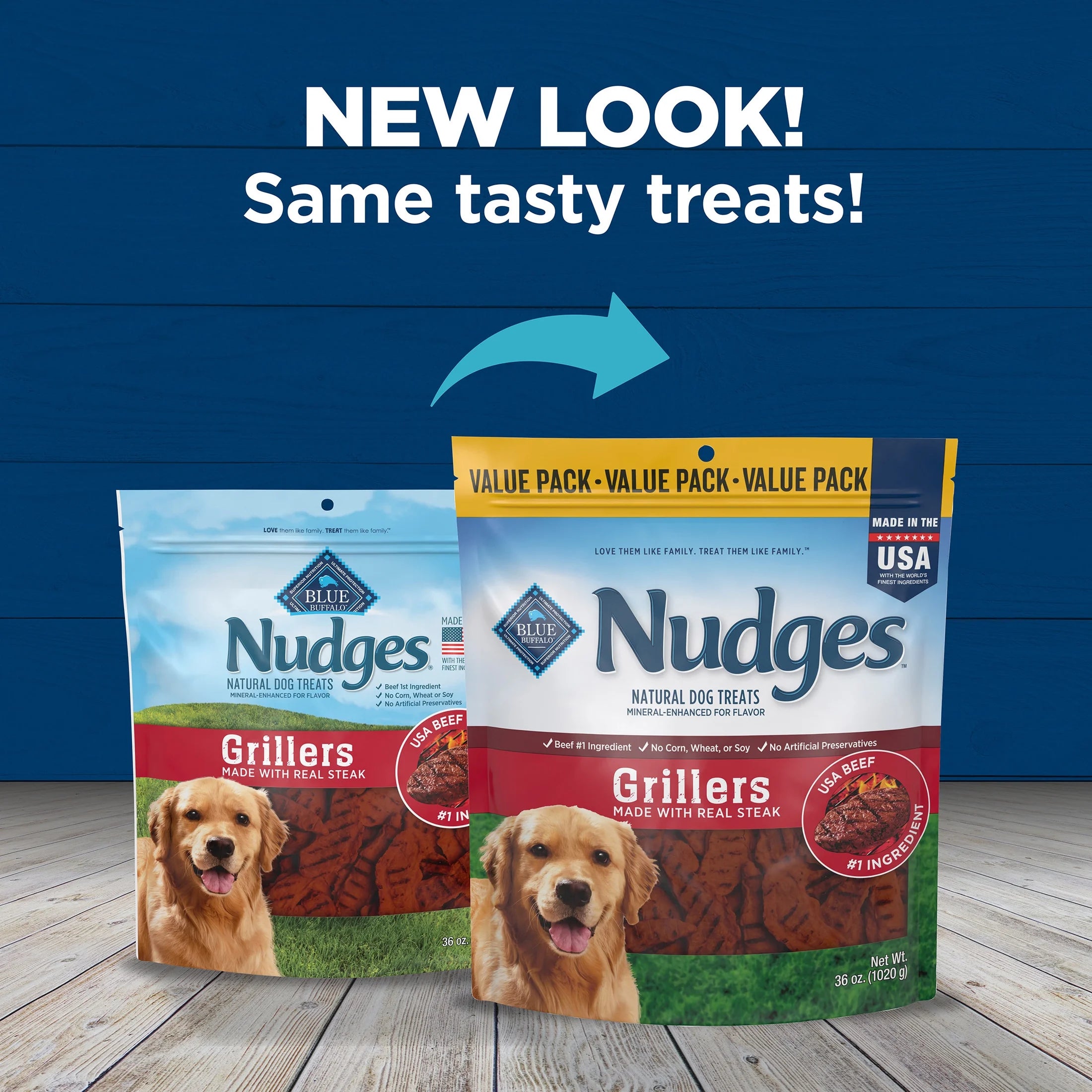 Nudges Grillers Natural Dog Treats, Steak, 36-Oz. Bag