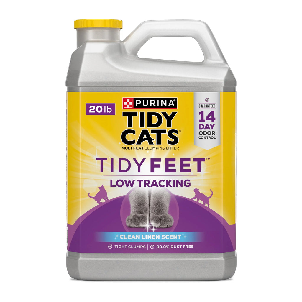 (4 Pack) Purina  Tidy Feet Clumping Cat Litter, Low Dust, 24/7 Odor Control, 20 Lb. Jug