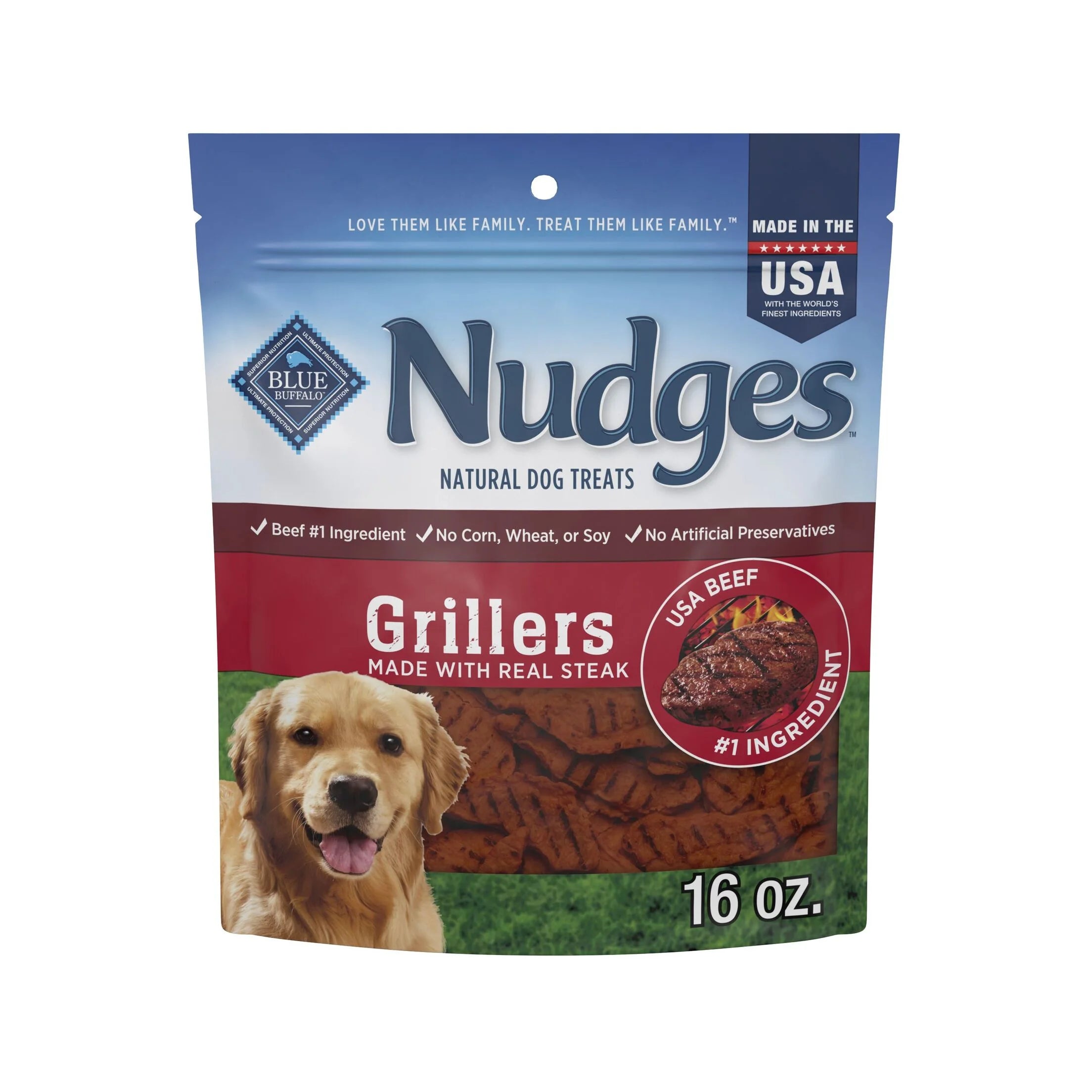 Nudges Grillers Natural Dog Treats Made with Real Steak, 16-Oz. Bag
