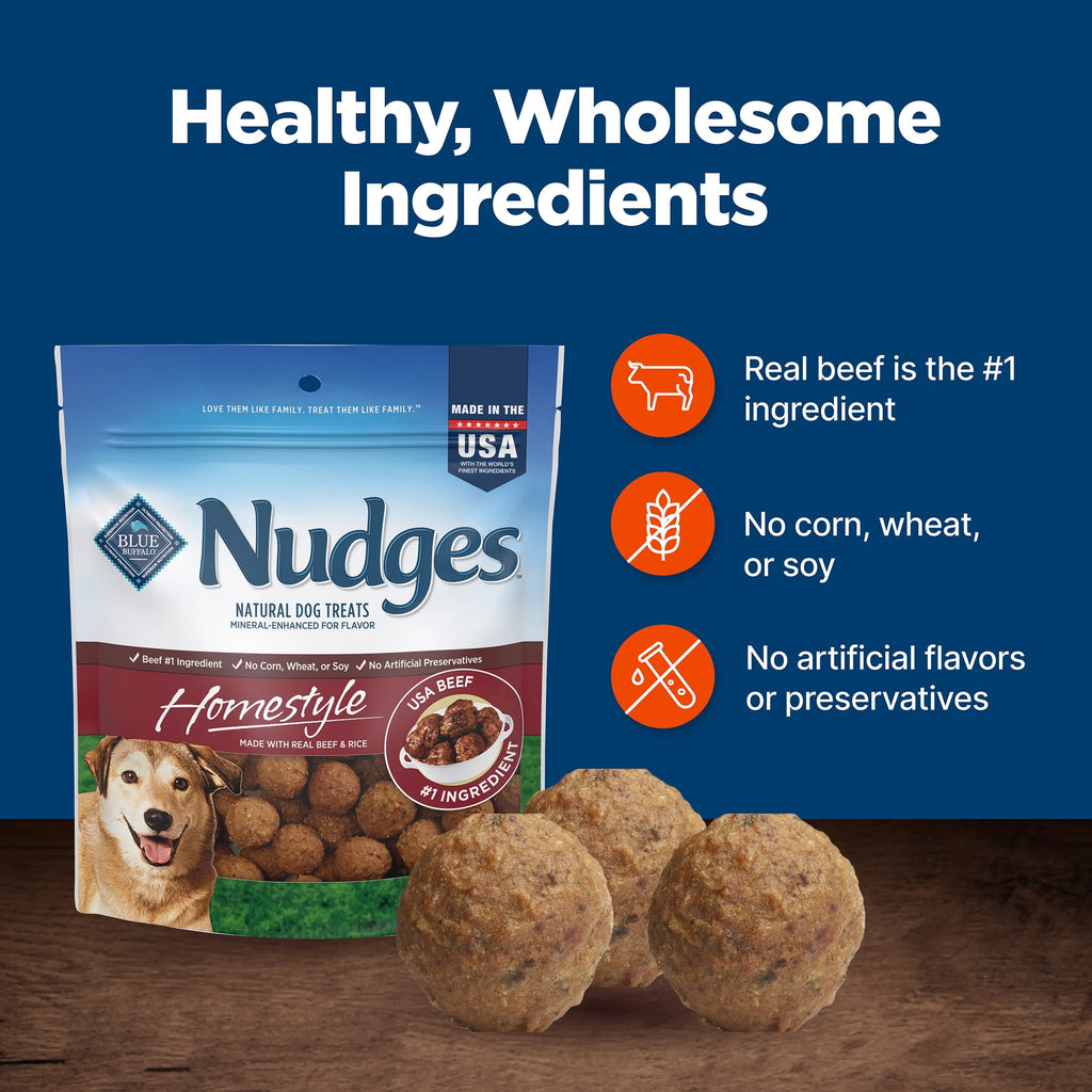 Nudges Homestyle Natural Dog Treats Made with Real Beef, 16-Oz. Bag