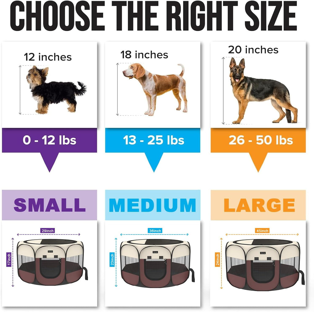 Portable Pet Playpen, 8-Panel Indoor/Outdoor Puppy Pen with Shade Cover & Travel Bag - Waterproof Dog Cat Tent Includes Collapsible Bowl