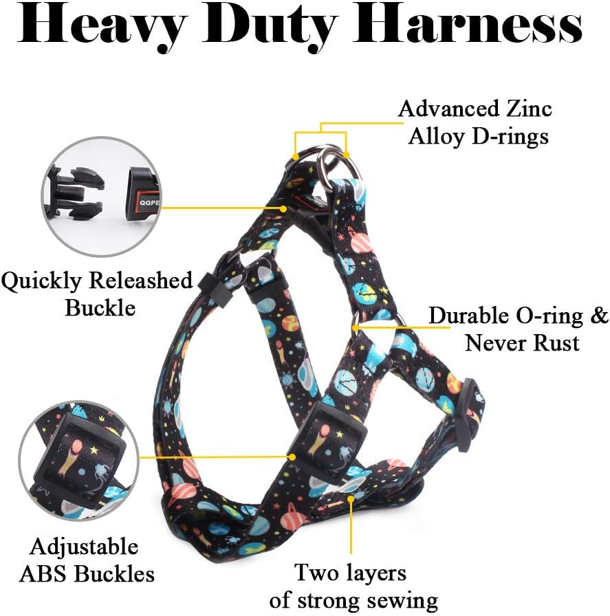 Dog Harness Leash Set Adjustable Heavy Duty No Pull Halter Harnesses for Small Medium Large Breed Dogs Back Clip Anti-Twist Perfect for Walking (XS(12"-18" Chest Girth), Space)