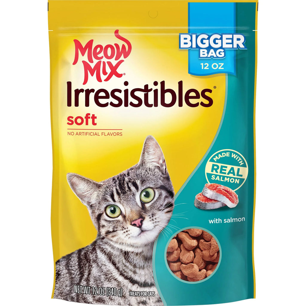 Bundle and Save! Meow Mix Irresistables Cat Treats - Soft with White Meat Chicken & Salmon, 2 12-Ounce Bag