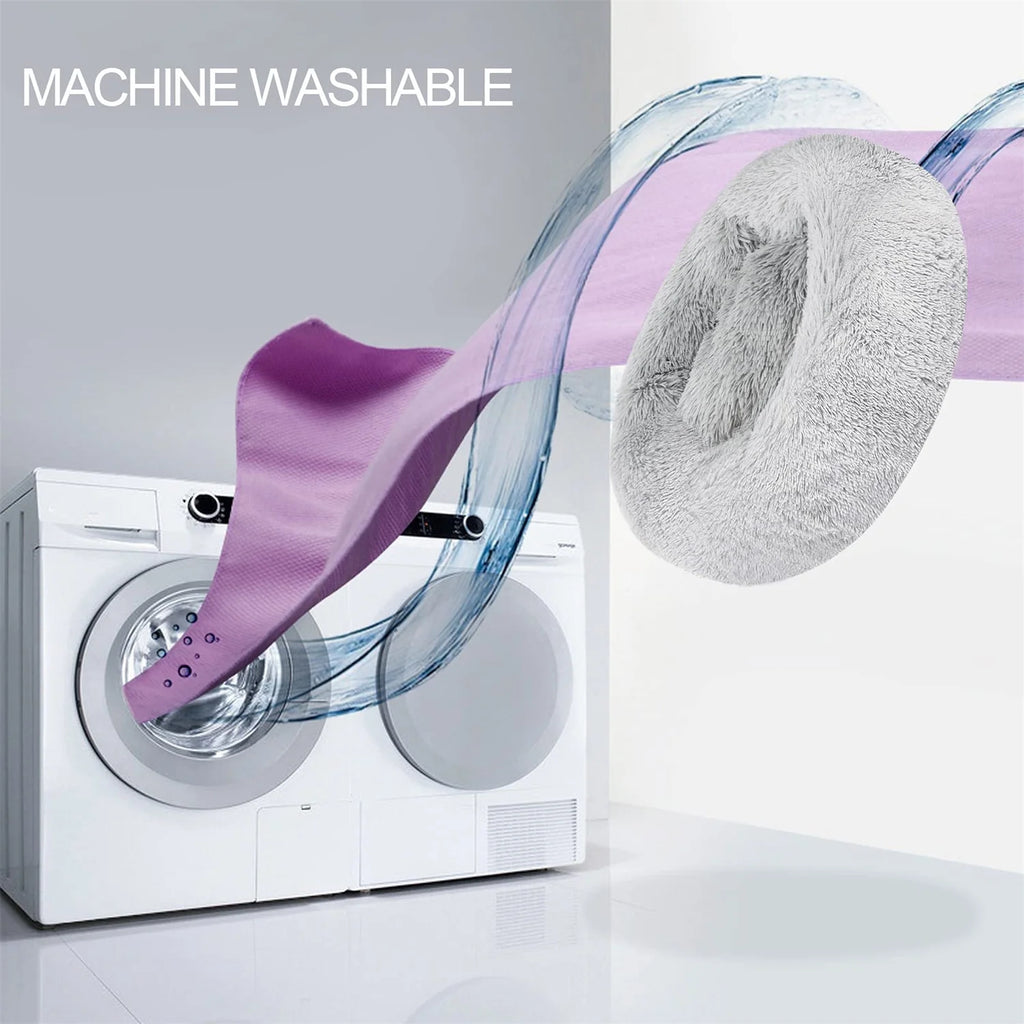 Calming Donut Dog Bed Anti-Anxiety, Self Warming, Cozy Soft Plush round Pet Bed, Ideal for Both Home & Travel, 27"L X 27"W X 8"H