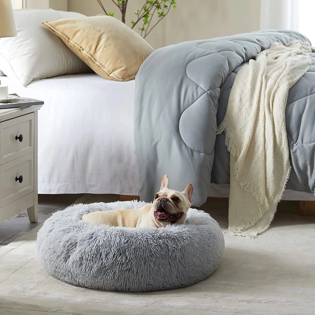 Calming Donut Dog Bed Anti-Anxiety, Self Warming, Cozy Soft Plush round Pet Bed, Ideal for Both Home & Travel, 27"L X 27"W X 8"H