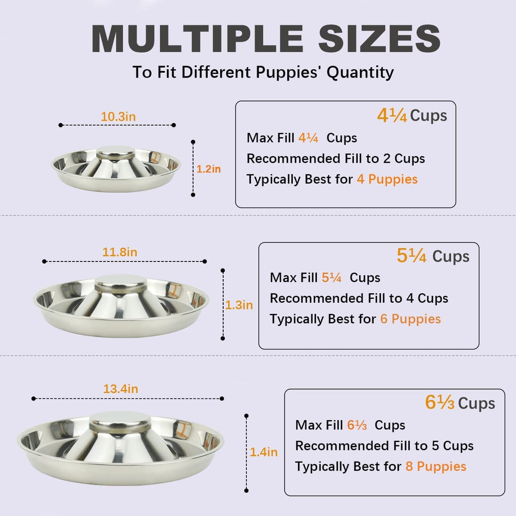 Stainless Steel Puppy Dog Bowls 2 Pack, Pets Puppies Feeding Food and Water Weaning Bowls Dishes Feeder, 11.8 Inch