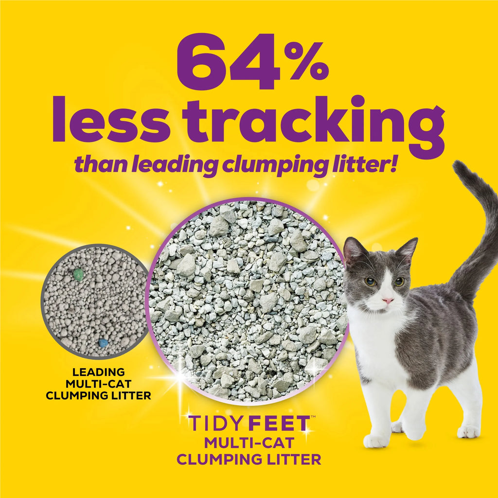 (4 Pack) Purina  Tidy Feet Clumping Cat Litter, Low Dust, 24/7 Odor Control, 20 Lb. Jug