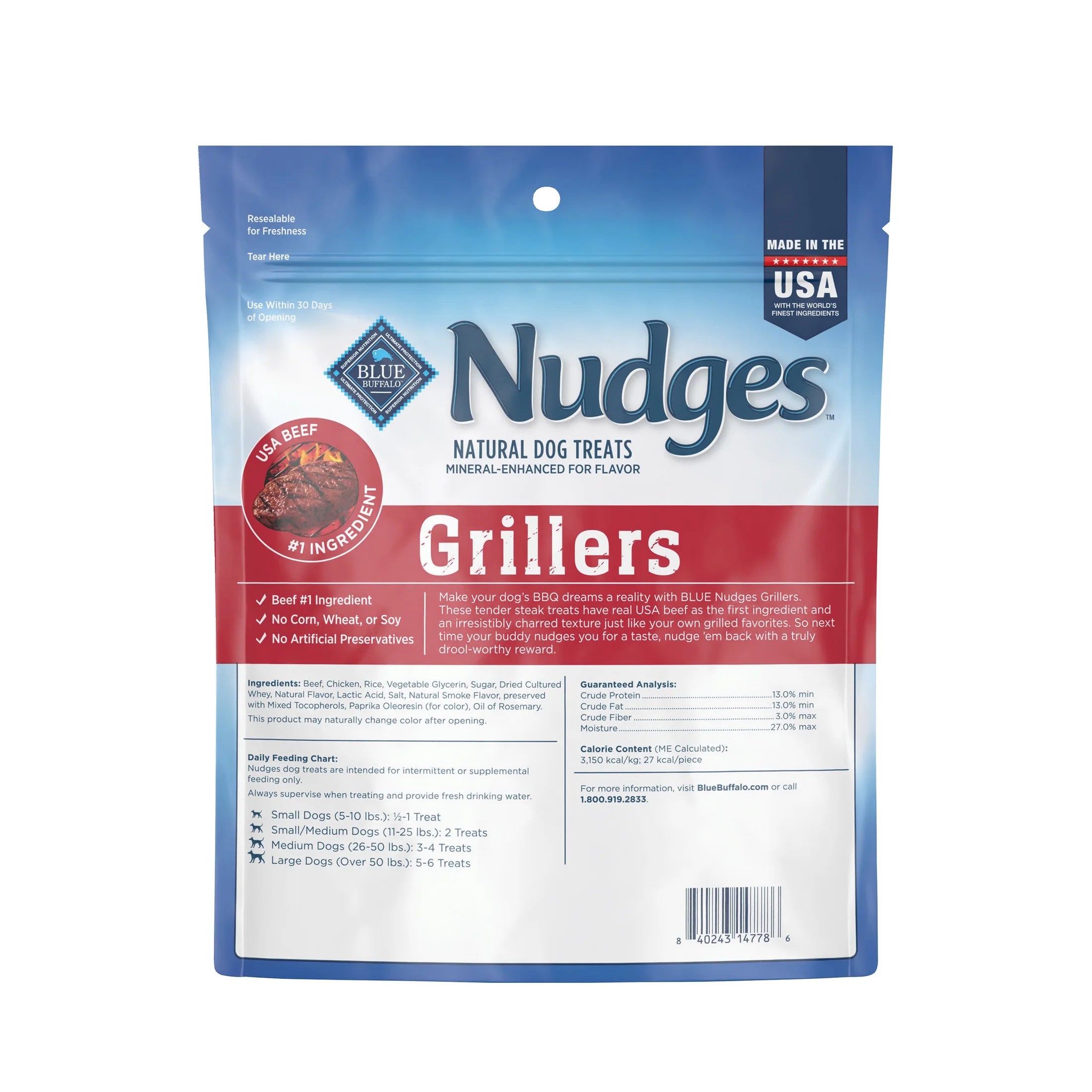Nudges Grillers Natural Dog Treats Made with Real Steak, 16-Oz. Bag