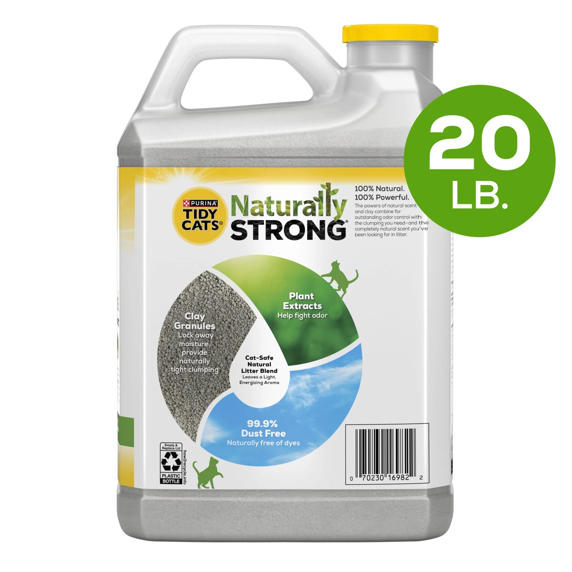 Purina  Naturally Strong Clumping Cat Litter, Low Dust, Odor Control, 20 Lb. Jug