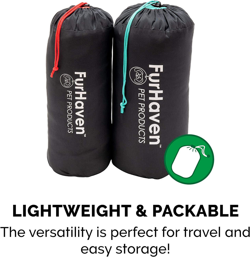 Outdoor Travel Dog Bed for Large/Medium Dogs W/ Carry Bag, Washable & Foldable, Great for Crates & Kennels - Trail Pup Travel Pillow Mat W/ Stuff Sack Bag - Flame Red/True Blue, Large