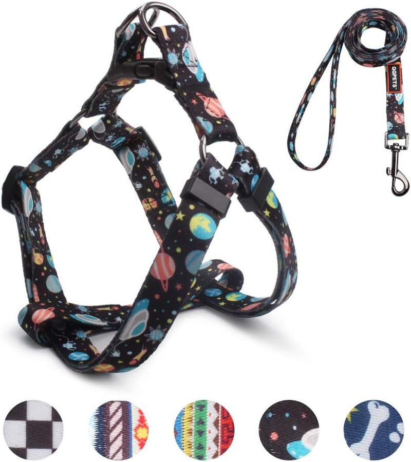 Dog Harness Leash Set Adjustable Heavy Duty No Pull Halter Harnesses for Small Medium Large Breed Dogs Back Clip Anti-Twist Perfect for Walking (XS(12"-18" Chest Girth), Space)